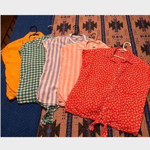 OLD NAVY Button Down, Tie Front, Linen Blend,  (Bundle of 5) Shirts – SMALL